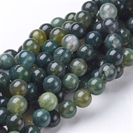 Moss agat natur perlestreng. 8 mm.